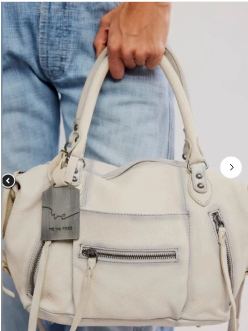 Free People Baby Emerson Slouchy Leather Color Salt Tote no shoulder strap